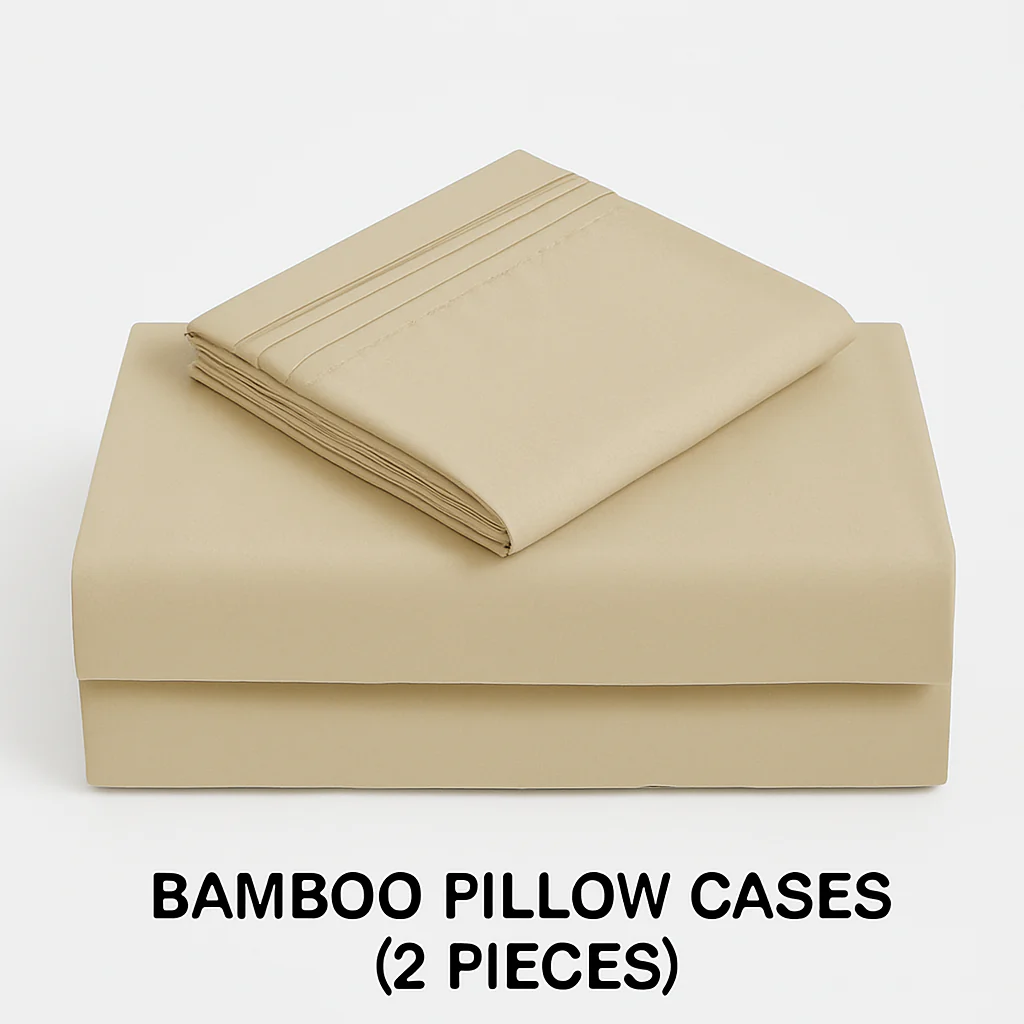 Beige Bamboo Pillow Cases Sets - Soft & Wrinkle-Free Pillowcase for Bamboo - Image 4