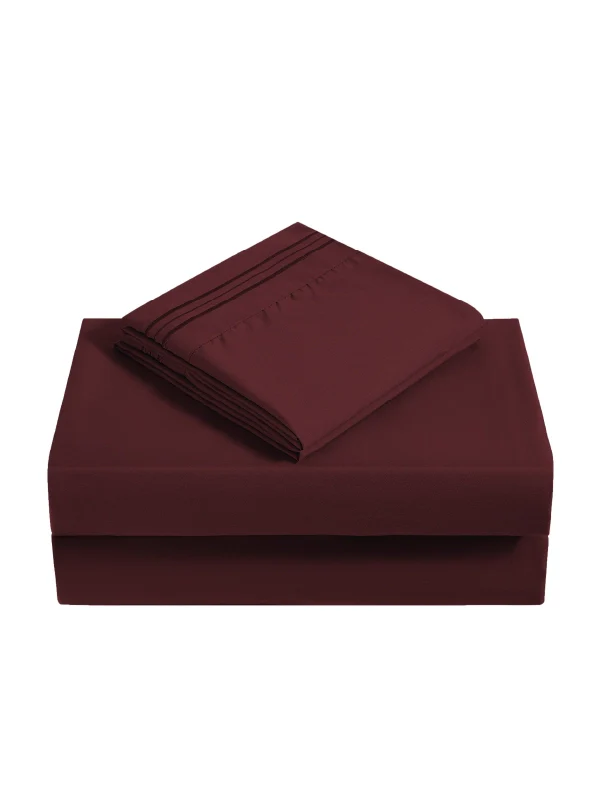 Burgundy Bamboo Pillow Cases Sets - Hypoallergenic Soft Pillowcase Set - Image 3